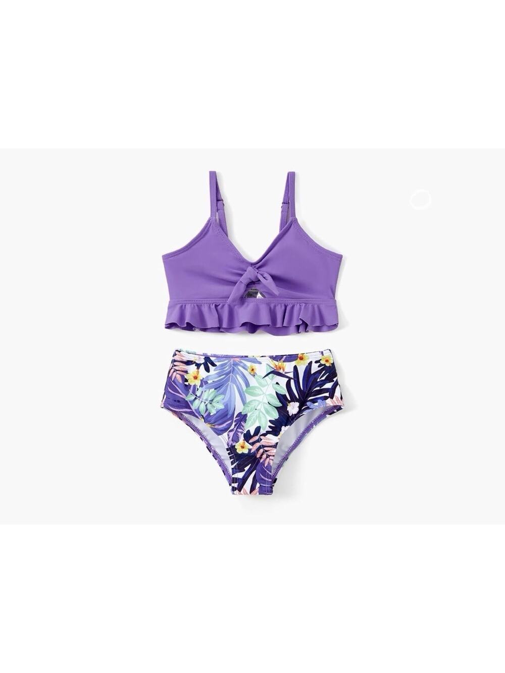 Pat Pat Girls Scallop Trim Strappy Two-Piece Swimsuit Purple 4/5 Yr